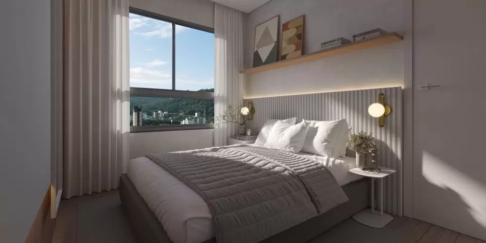 18. INO_TIM Suíte do apartamento tipo 1, com 1 suíte + 1 dorm., com vista real fotográfica - unid. 1404_EF (1)