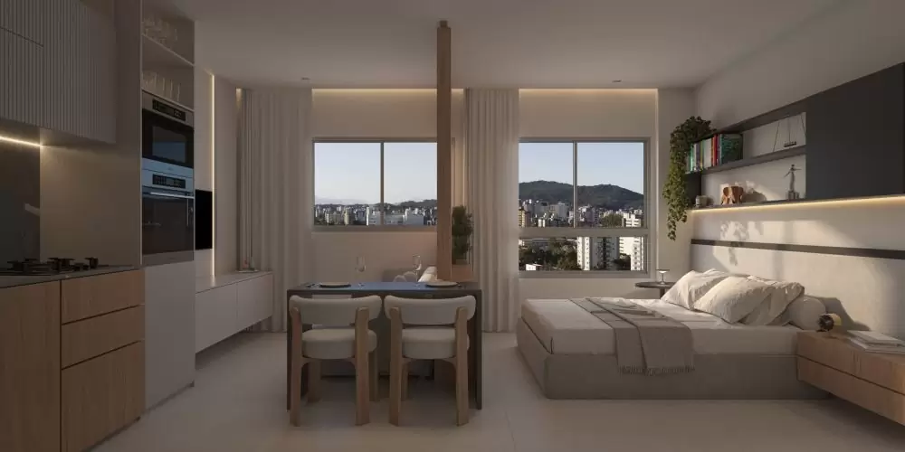 21. INO_TIM Living do apartamento Studio tipo 1, com vista real fotográfica - unid. 1403_EF (1)